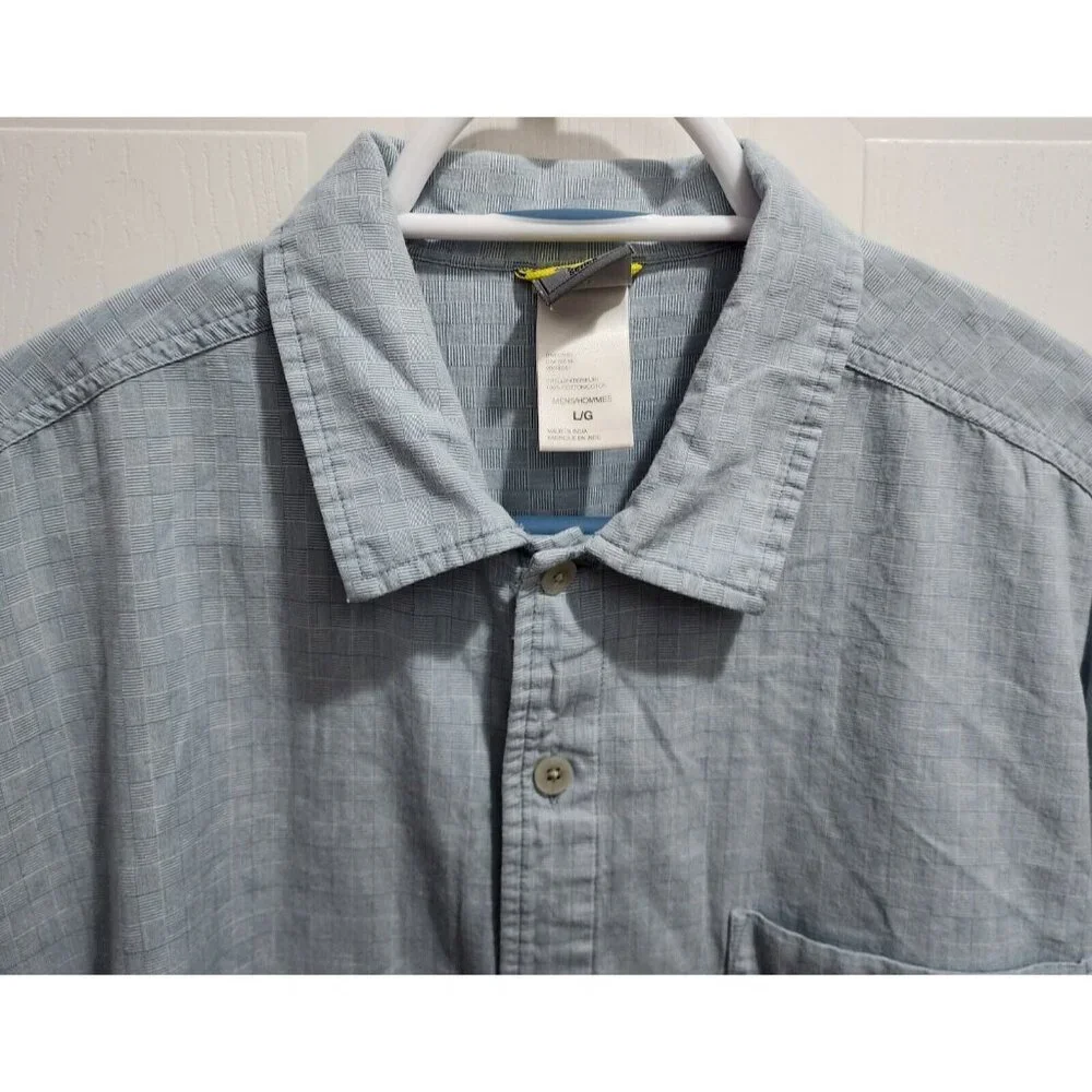 The North Face‎ A5 Series Blue Button Up Short Sleeve Pocket Shirt Size L Cotton